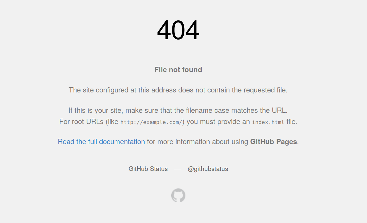 Una pagina 404 por defecto de Github